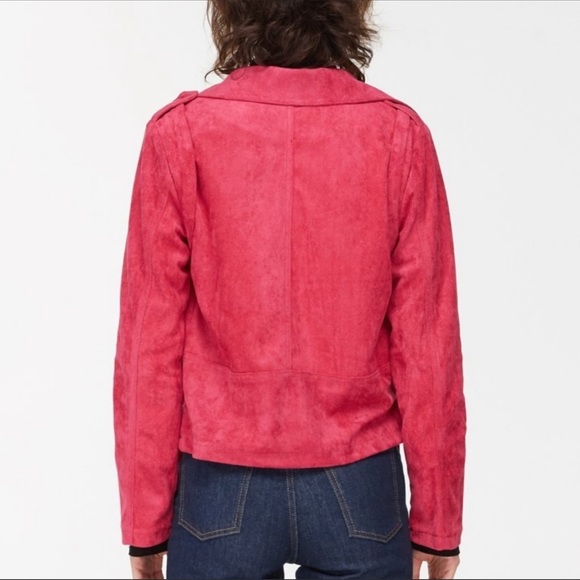 Noize Hot Pink Vegan Suede Moto Jacket - Picture 5 of 9